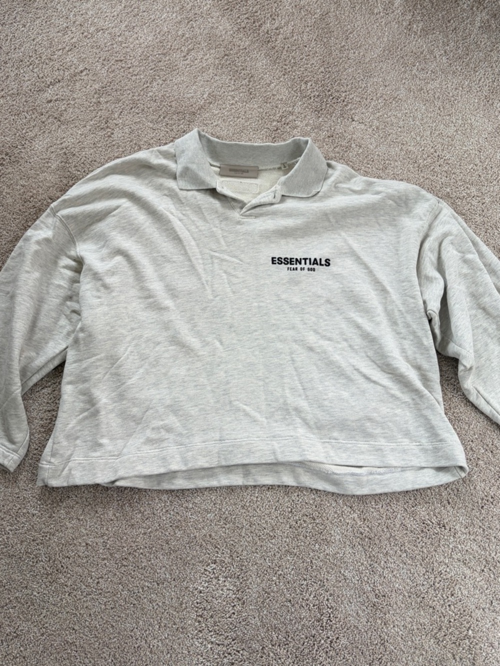 Essentials Light Gray Polo Sweatshirt with Chest Logo